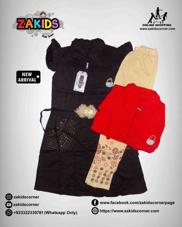 Baby Two Piece Kurta Tail  Full Embroided With Embroided Trouser